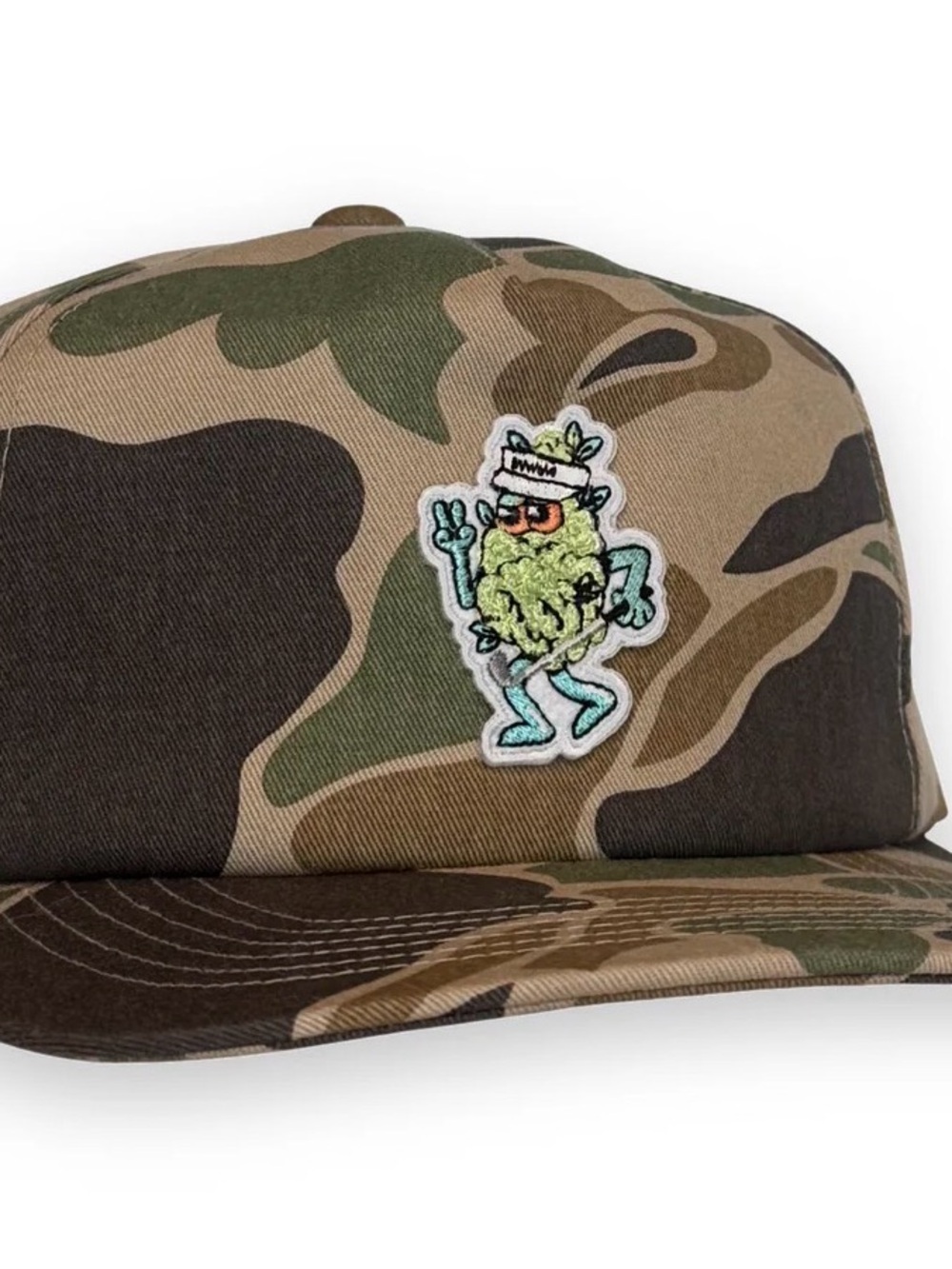 Camo Kids Cap with Playful Character Patch